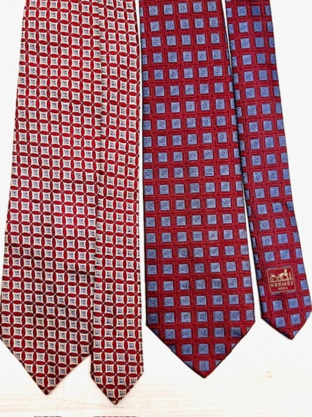2 Neck ties Hermès Paris Silk France Made & Gentle Men +  1YSL Handkerchie (49) - Picture 9 of 16